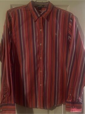 Polo by Ralph Lauren Red and Purple Striped Button-Down Shirt